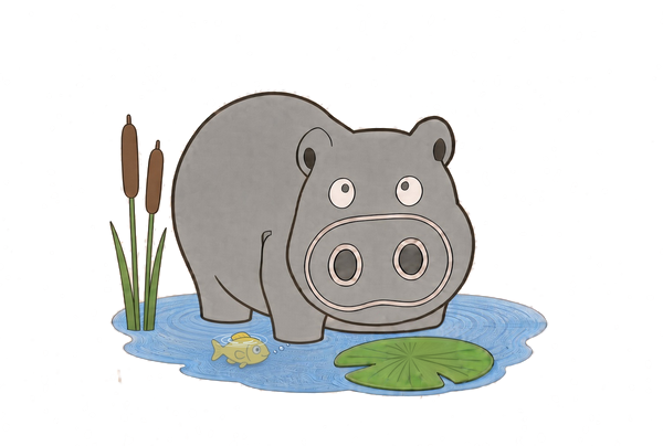 Pond picture: Hippo. A hippo in a clear, healthy pond.